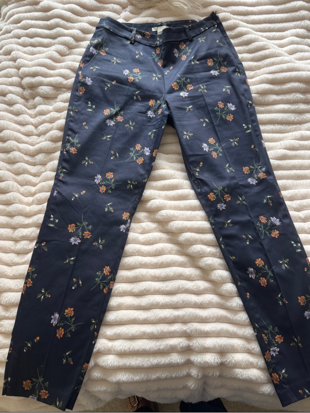 H&M Navy Floral Skinny Tailored Pants